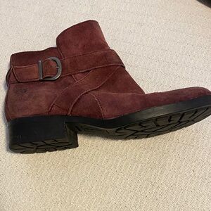 Born Deep Red Suede Ankle Boots